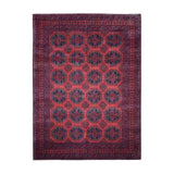 Shahbanu Rugs Red Bokara Design Afghan Andkhoy Pure Wool Hand Knotted Oriental Rug (6'10" x 9'8") - 6'10" x 9'8"