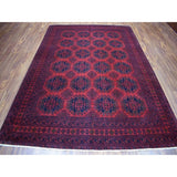 Shahbanu Rugs Red Bokara Design Afghan Andkhoy Pure Wool Hand Knotted Oriental Rug (6'10" x 9'8") - 6'10" x 9'8"