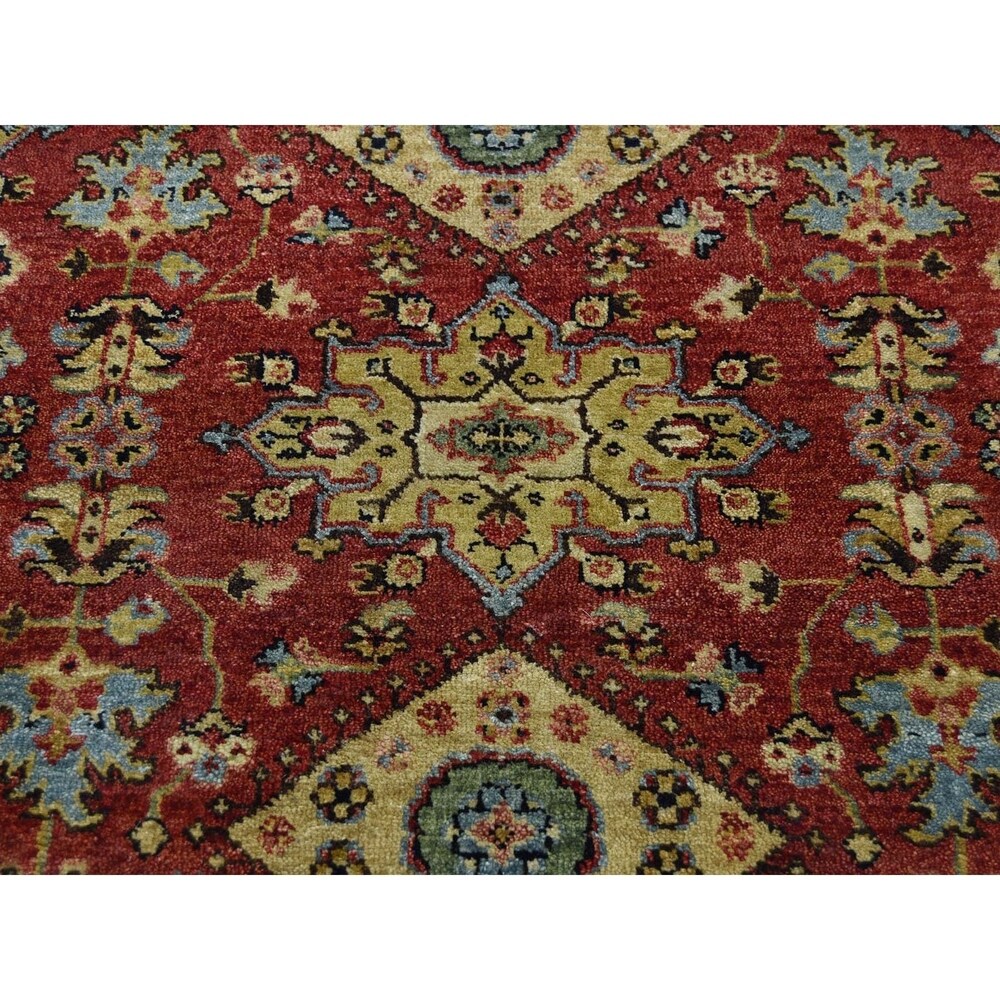 Shahbanu Rugs Red Karajeh Design Pure Wool Hand-Knotted Oriental Rug (3'10" x 6'0") - 3'10" x 6'0"