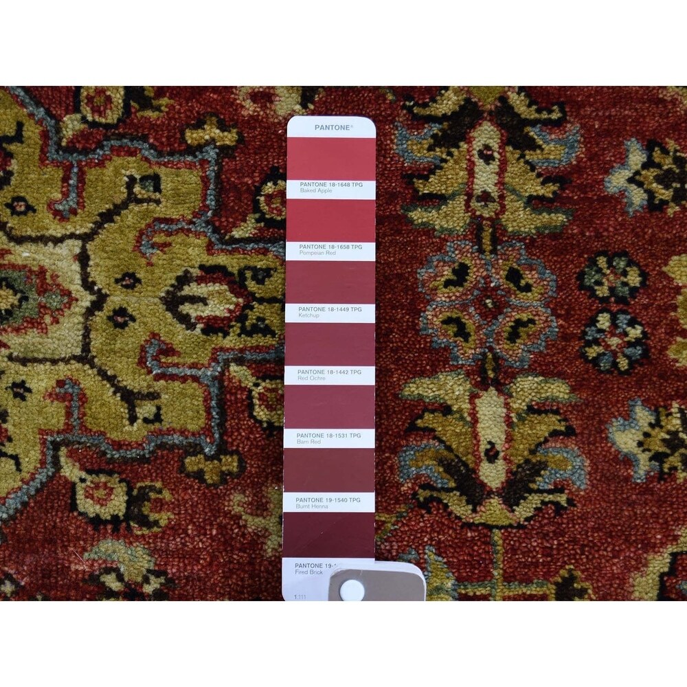 Shahbanu Rugs Red Karajeh Design Pure Wool Hand-Knotted Oriental Rug (3'10" x 6'0") - 3'10" x 6'0"