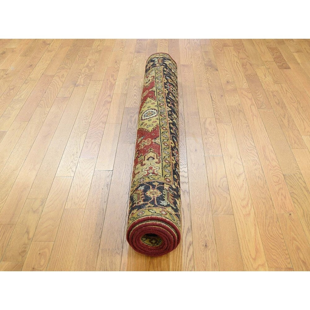Shahbanu Rugs Red Karajeh Design Pure Wool Hand-Knotted Oriental Rug (3'10" x 6'0") - 3'10" x 6'0"