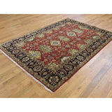 Shahbanu Rugs Red Karajeh Design Pure Wool Hand-Knotted Oriental Rug (3'10" x 6'0") - 3'10" x 6'0"