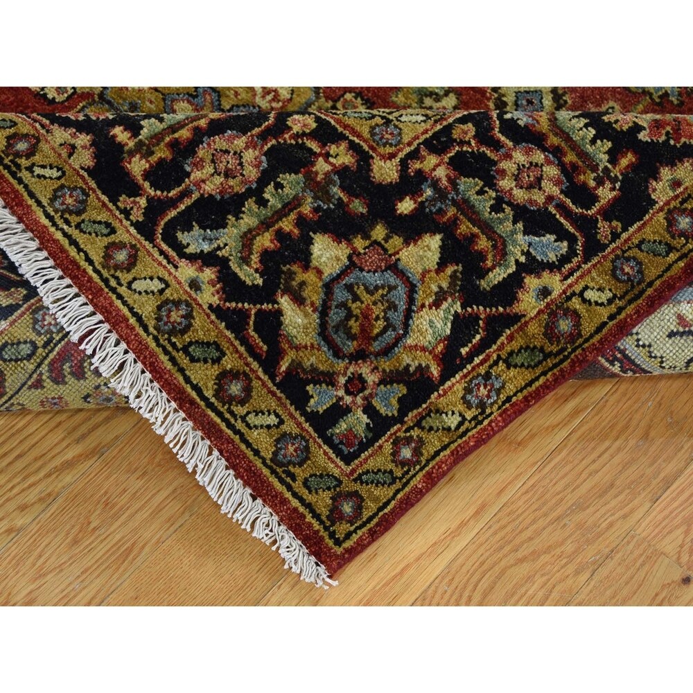Shahbanu Rugs Red Karajeh Design Pure Wool Hand-Knotted Oriental Rug (3'10" x 6'0") - 3'10" x 6'0"