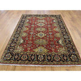 Shahbanu Rugs Red Karajeh Design Pure Wool Hand-Knotted Oriental Rug (3'10" x 6'0") - 3'10" x 6'0"