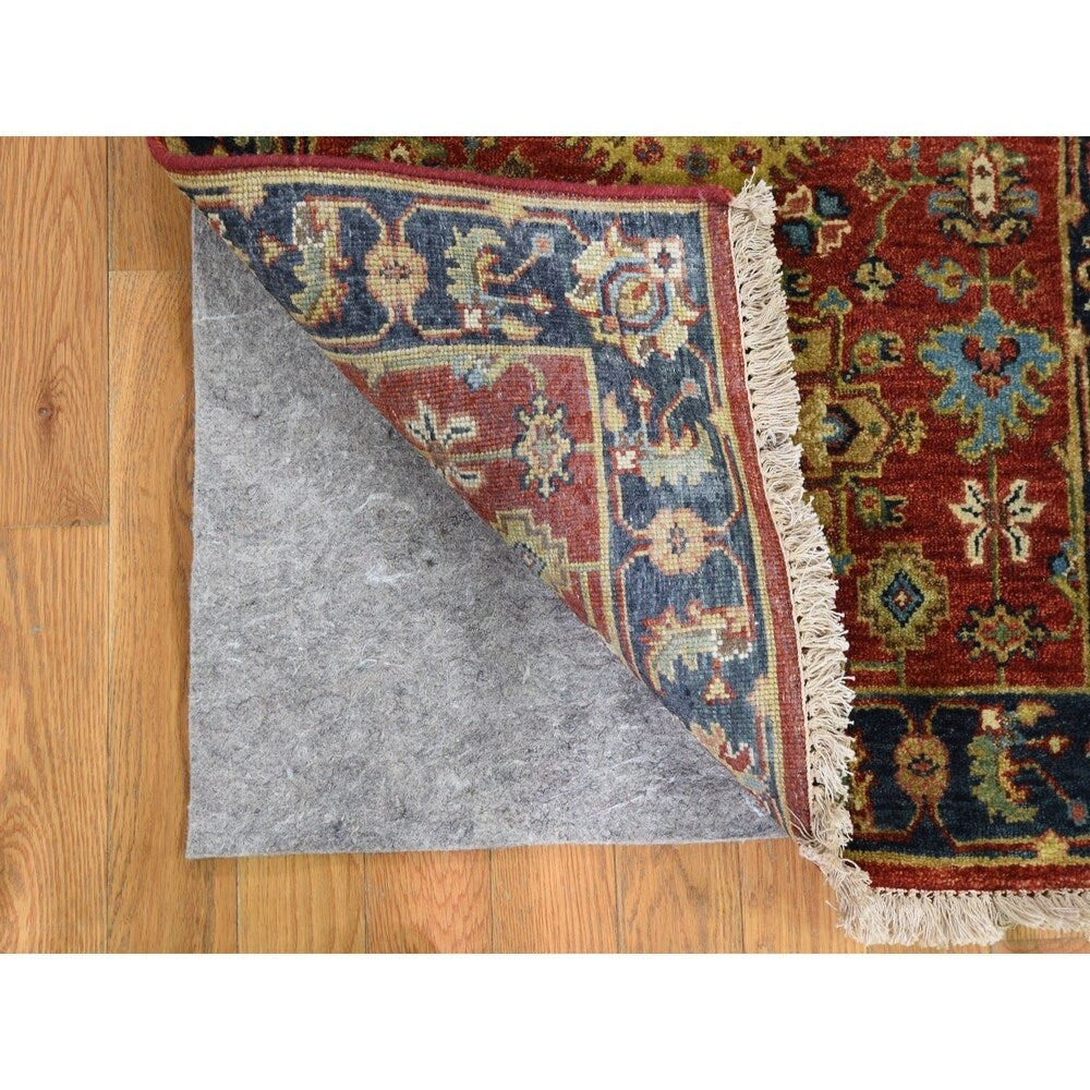Shahbanu Rugs Red Karajeh Design Runner Pure Wool Hand Knotted Oriental Rug (2'6" x 8'0") - 2'6" x 8'0"