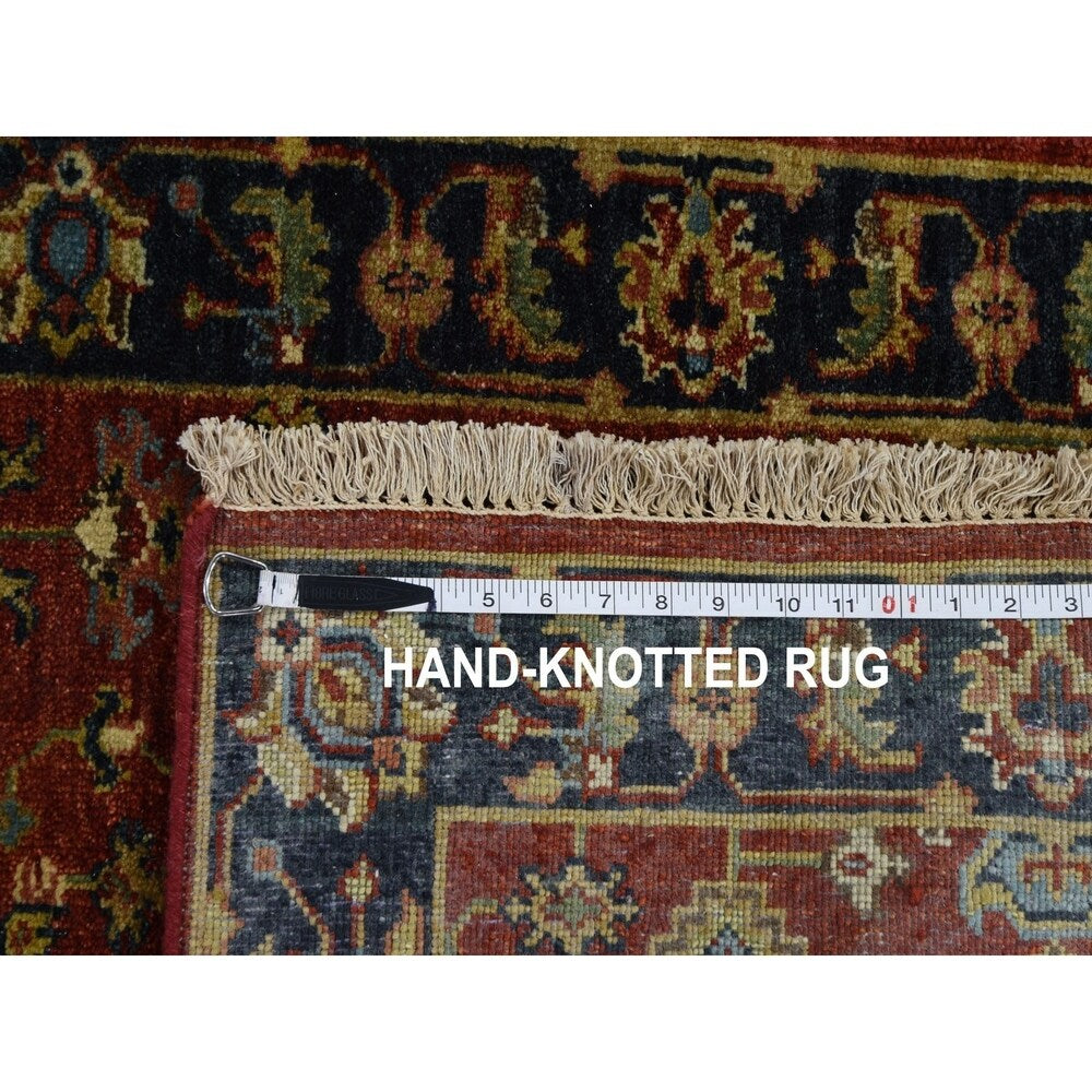 Shahbanu Rugs Red Karajeh Design Runner Pure Wool Hand Knotted Oriental Rug (2'6" x 8'0") - 2'6" x 8'0"