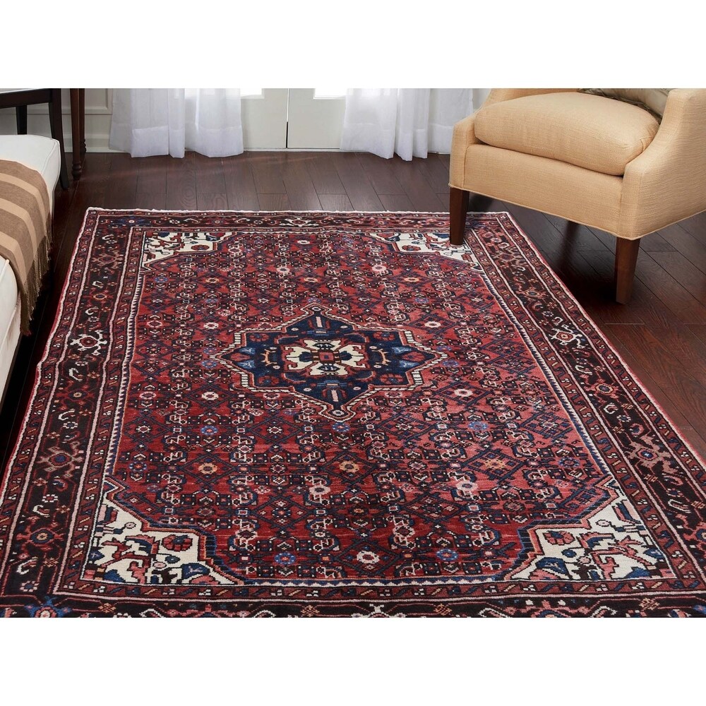 Shahbanu Rugs Red New Persian Hussainabad Pure Wool Hand-Knotted Oriental Rug (5'3" x 6'8") - 5'3" x 6'8"