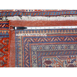 Shahbanu Rugs Red New Persian Sarouk Mir With Diamond Shape Medallion Pure Wool Hand Knotted Rug (7'7" x 11'1") - 7'7" x 11'1"
