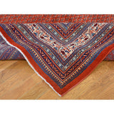 Shahbanu Rugs Red New Persian Sarouk Mir With Diamond Shape Medallion Pure Wool Hand Knotted Rug (7'7" x 11'1") - 7'7" x 11'1"