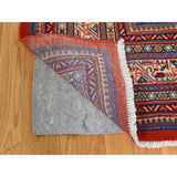 Shahbanu Rugs Red New Persian Sarouk Mir With Diamond Shape Medallion Pure Wool Hand Knotted Rug (7'7" x 11'1") - 7'7" x 11'1"