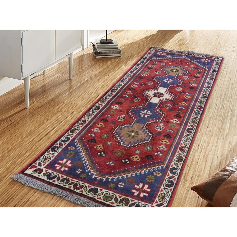 Shahbanu Rugs Red New Pure Wool Hand-knotted Runner Oriental Rug (2'3" x 6'0") - 2'3" x 6'0"