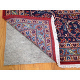 Shahbanu Rugs Red Semi Antique Persian Kashan Full Pile Pure Wool Hand Knotted Oriental Rug (9'8" x 13'6") - 9'8" x 13'6"