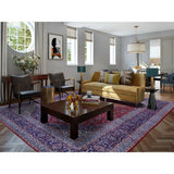 Shahbanu Rugs Red Semi Antique Persian Kashan Full Pile Pure Wool Hand Knotted Oriental Rug (9'8" x 13'6") - 9'8" x 13'6"