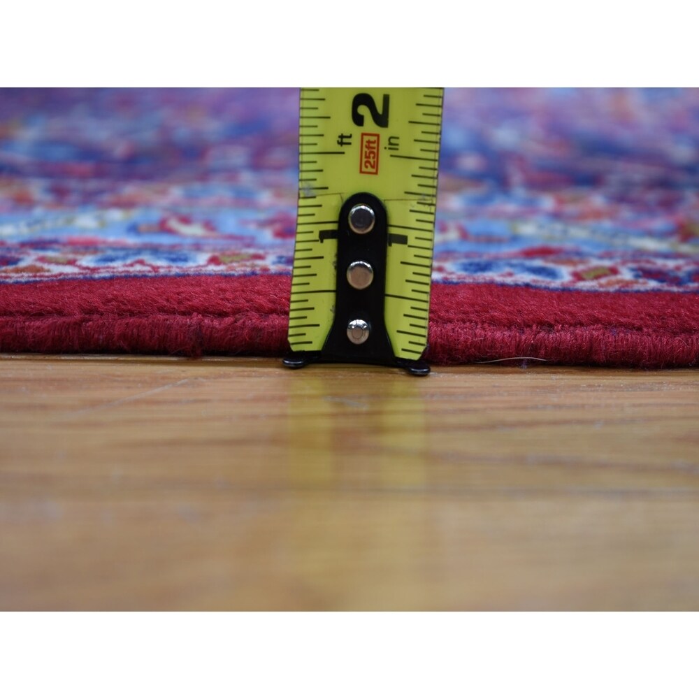 Shahbanu Rugs Red Semi Antique Persian Kashan Full Pile Pure Wool Hand Knotted Oriental Rug (9'8" x 13'6") - 9'8" x 13'6"