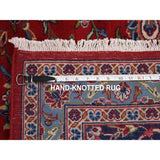 Shahbanu Rugs Red Semi Antique Persian Kashan Full Pile Pure Wool Hand Knotted Oriental Rug (9'8" x 13'6") - 9'8" x 13'6"
