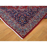 Shahbanu Rugs Red Semi Antique Persian Kashan Full Pile Pure Wool Hand Knotted Oriental Rug (9'8" x 13'6") - 9'8" x 13'6"