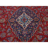 Shahbanu Rugs Red Semi Antique Persian Kashan Full Pile Pure Wool Hand Knotted Oriental Rug (9'8" x 13'6") - 9'8" x 13'6"