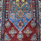 Shahbanu Rugs Red Super Kazak Pure Wool Geometric Design Hand-Knotted Oriental Rug (3'3" x 5'0") - 3'3" x 5'0"