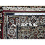 Shahbanu Rugs Red Tabriz Mahi Wool and Silk Hand-Knotted Oriental Runner Rug (2'7" x 10'0") - 2'7" x 10'0"