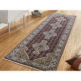 Shahbanu Rugs Red Tabriz Mahi Wool and Silk Hand-Knotted Oriental Runner Rug (2'7" x 10'0") - 2'7" x 10'0"