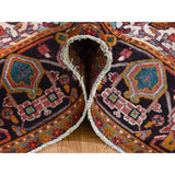 Shahbanu Rugs Red,Vintage Persian Heriz Flower Design Hand-Knotted Oriental Rug (7'6" x 10'7") - 7'6" x 10'7"