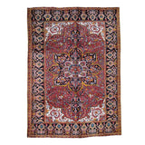 Shahbanu Rugs Red,Vintage Persian Heriz Flower Design Hand-Knotted Oriental Rug (7'6" x 10'7") - 7'6" x 10'7"