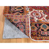 Shahbanu Rugs Red,Vintage Persian Heriz Flower Design Hand-Knotted Oriental Rug (7'6" x 10'7") - 7'6" x 10'7"