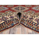 Shahbanu Rugs Rich Red Vegetable Dyes Dense Weave Wool Hand Knotted Afghan Super Kazak with Tribal Medallions Rug (9'0" x 12'4")