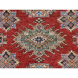 Shahbanu Rugs Rich Red Vegetable Dyes Dense Weave Wool Hand Knotted Afghan Super Kazak with Tribal Medallions Rug (9'0" x 12'4")