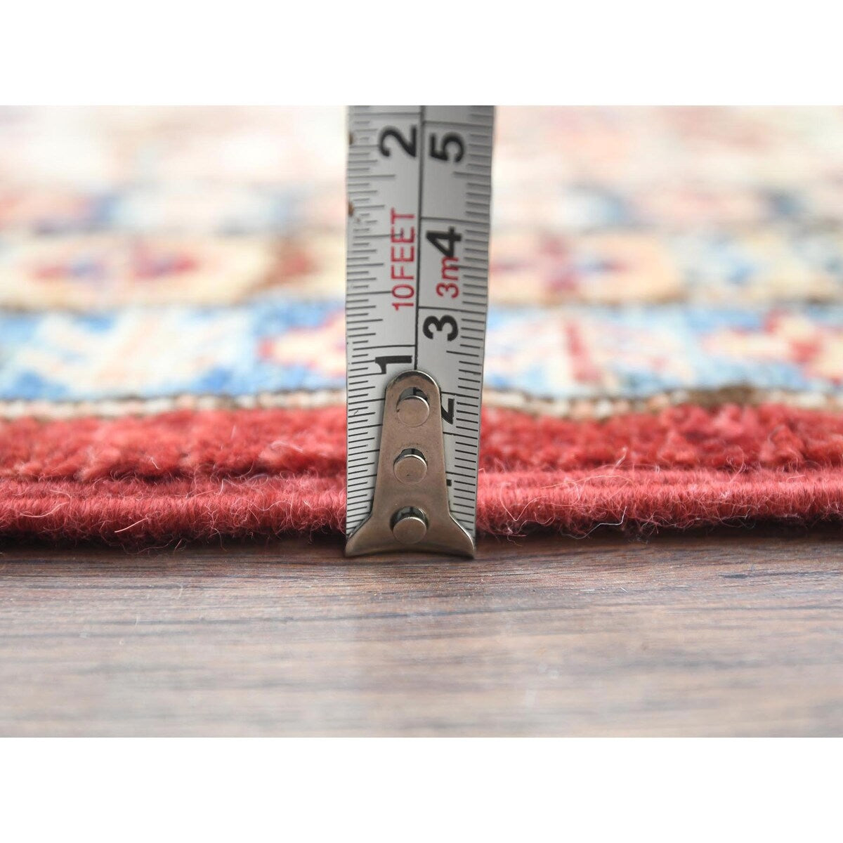 Shahbanu Rugs Rich Red Vegetable Dyes Dense Weave Wool Hand Knotted Afghan Super Kazak with Tribal Medallions Rug (9'0" x 12'4")