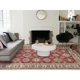 Shahbanu Rugs Rich Red Vegetable Dyes Dense Weave Wool Hand Knotted Afghan Super Kazak with Tribal Medallions Rug (9'0" x 12'4")