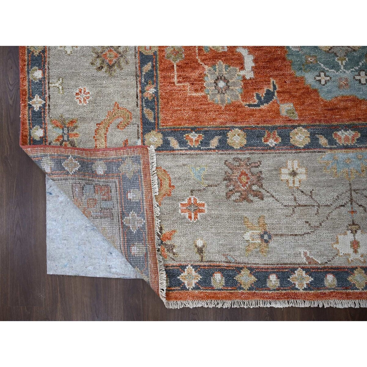 Shahbanu Rugs Rust Red, Wool Hand Knotted, Ushak Design, Supple Collection Thick and Plush, Oriental Rug (10'0" x 13'9")