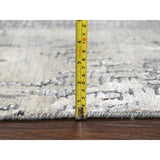 Shahbanu Rugs Rustic Gray Persian Knot Abstract Mosaic Design Wool and Silk Hand Knotted Dense Weave XL Runner Rug (2'9"x19'9")