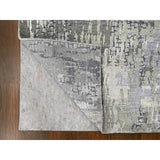 Shahbanu Rugs Rustic Gray Persian Knot Abstract Mosaic Design Wool and Silk Hand Knotted Dense Weave XL Runner Rug (2'9"x19'9")