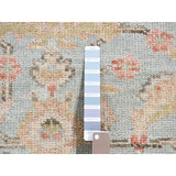 Shahbanu Rugs Sage Green Oushak Design Supple Collection Lush and Plush Pure Wool Hand Knotted Sample Square Rug (3'0" x 3'0")