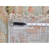 Shahbanu Rugs Sage Green Oushak Design Supple Collection Lush and Plush Pure Wool Hand Knotted Sample Square Rug (3'0" x 3'0")