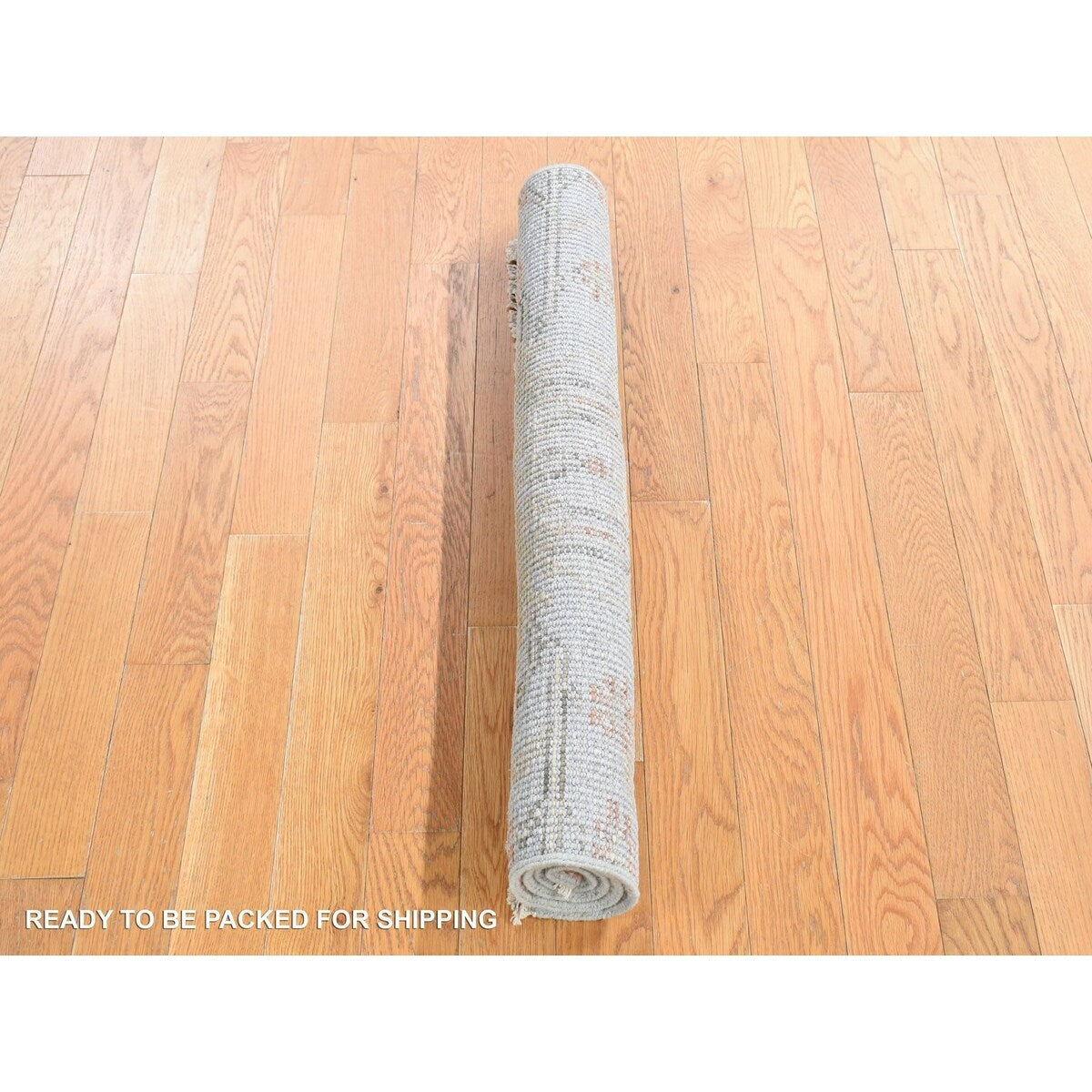 Shahbanu Rugs Sage Green Oushak Design Supple Collection Lush and Plush Pure Wool Hand Knotted Sample Square Rug (3'0" x 3'0")