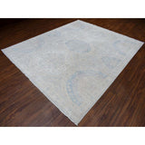 Shahbanu Rugs Silver Wash Peshawar with Khotan Design Pure Wool Hand Knotted Oriental Rug (8'0" x 9'6") - 8'0" x 9'6"