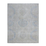 Shahbanu Rugs Silver Wash Peshawar with Khotan Design Pure Wool Hand Knotted Oriental Rug (8'0" x 9'6") - 8'0" x 9'6"