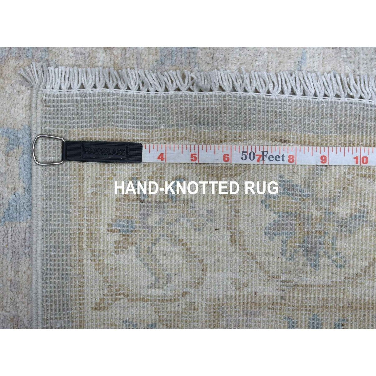 Shahbanu Rugs Silver Wash Peshawar with Khotan Design Pure Wool Hand Knotted Oriental Rug (8'0" x 9'6") - 8'0" x 9'6"