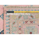 Shahbanu Rugs Soft Pink Pure Wool Special Kazak with Star Medallion Design Natural Dyes Hand Knotted Oriental Rug (8'1" x 9'10")