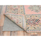 Shahbanu Rugs Soft Pink Pure Wool Special Kazak with Star Medallion Design Natural Dyes Hand Knotted Oriental Rug (8'1" x 9'10")