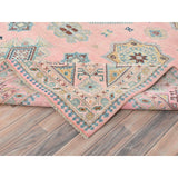 Shahbanu Rugs Soft Pink Pure Wool Special Kazak with Star Medallion Design Natural Dyes Hand Knotted Oriental Rug (8'1" x 9'10")