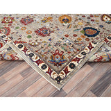 Shahbanu Rugs Spanish Gray Afghan Sultani All Over Floral Pattern Hand Knotted Pure Wool Vegetable Dyes Oriental Rug 8'10"x11'7