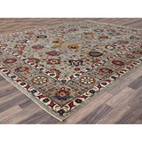 Shahbanu Rugs Spanish Gray Afghan Sultani All Over Floral Pattern Hand Knotted Pure Wool Vegetable Dyes Oriental Rug 8'10"x11'7