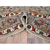 Shahbanu Rugs Spanish Gray Afghan Sultani All Over Floral Pattern Hand Knotted Pure Wool Vegetable Dyes Oriental Rug 8'10"x11'7