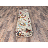 Shahbanu Rugs Spanish Gray Afghan Sultani All Over Floral Pattern Hand Knotted Pure Wool Vegetable Dyes Oriental Rug 8'10"x11'7