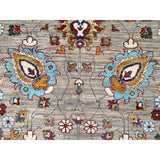 Shahbanu Rugs Spanish Gray Afghan Sultani All Over Floral Pattern Hand Knotted Pure Wool Vegetable Dyes Oriental Rug 8'10"x11'7