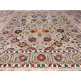 Shahbanu Rugs Spanish Gray Afghan Sultani All Over Floral Pattern Hand Knotted Pure Wool Vegetable Dyes Oriental Rug 8'10"x11'7