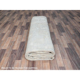 Shahbanu Rugs Sterling Gray Extra Soft Wool White Wash Peshawar Hand Knotted Geometric Design Oriental Rug 9'1"x12' - 9'1" x 12'